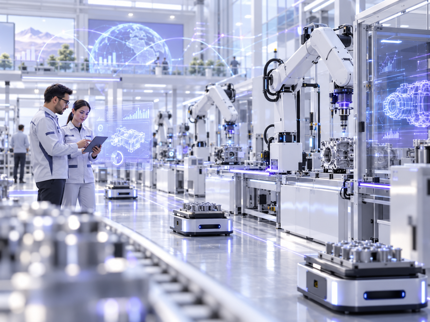 Smart factory with AI, automation and connected technology